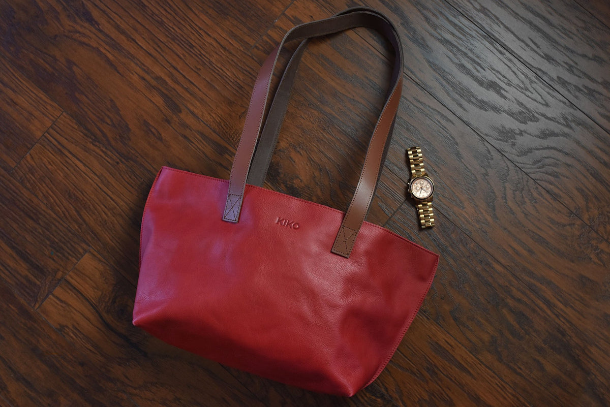 Perfect Leather Tote Red