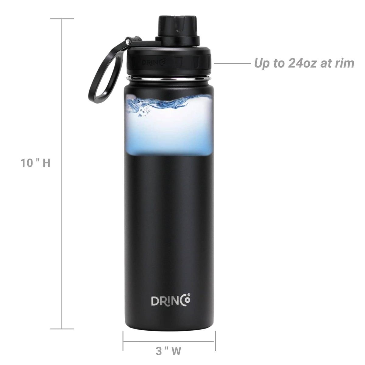 DRINCO® 22oz Stainless Steel Water Bottle - Black