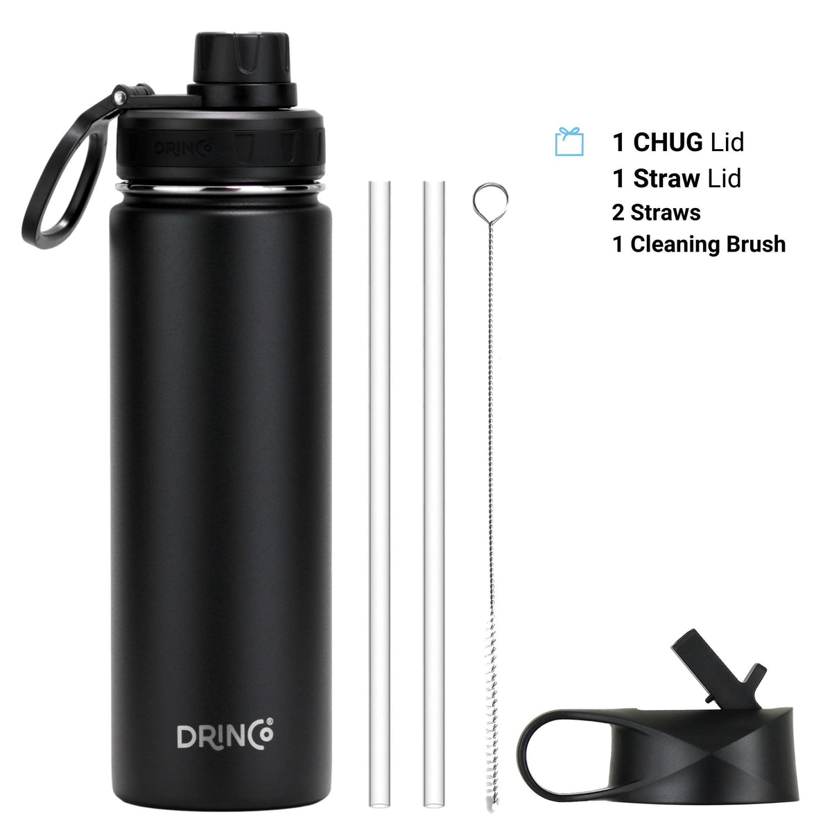 DRINCO® 22oz Stainless Steel Water Bottle - Black